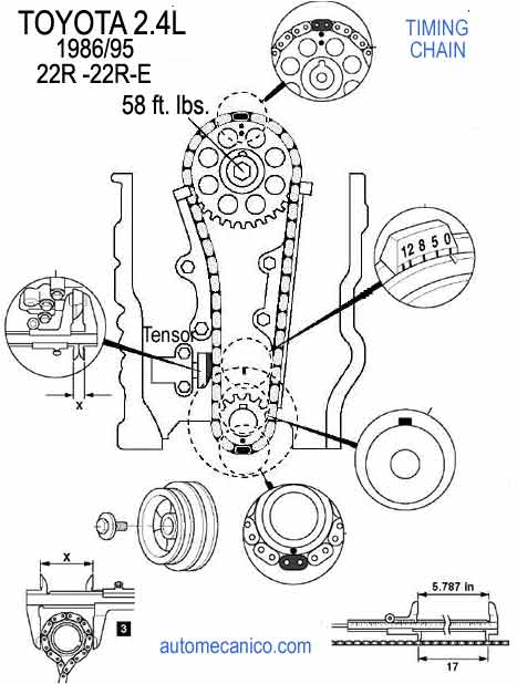 Toyota 22R-E - Timing chain - instalacion