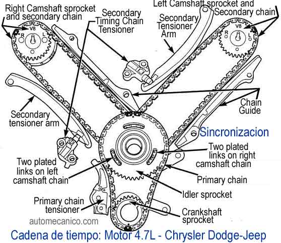 Jeep / Grand Cherokee - motor 4.7L V8 1999/2006 - Sincronizacion cadena de