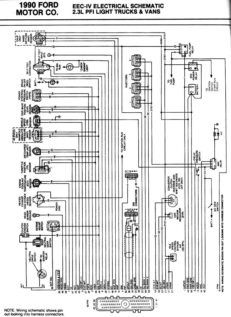 Ford 1990 motor 2.3L- Esquema electrico