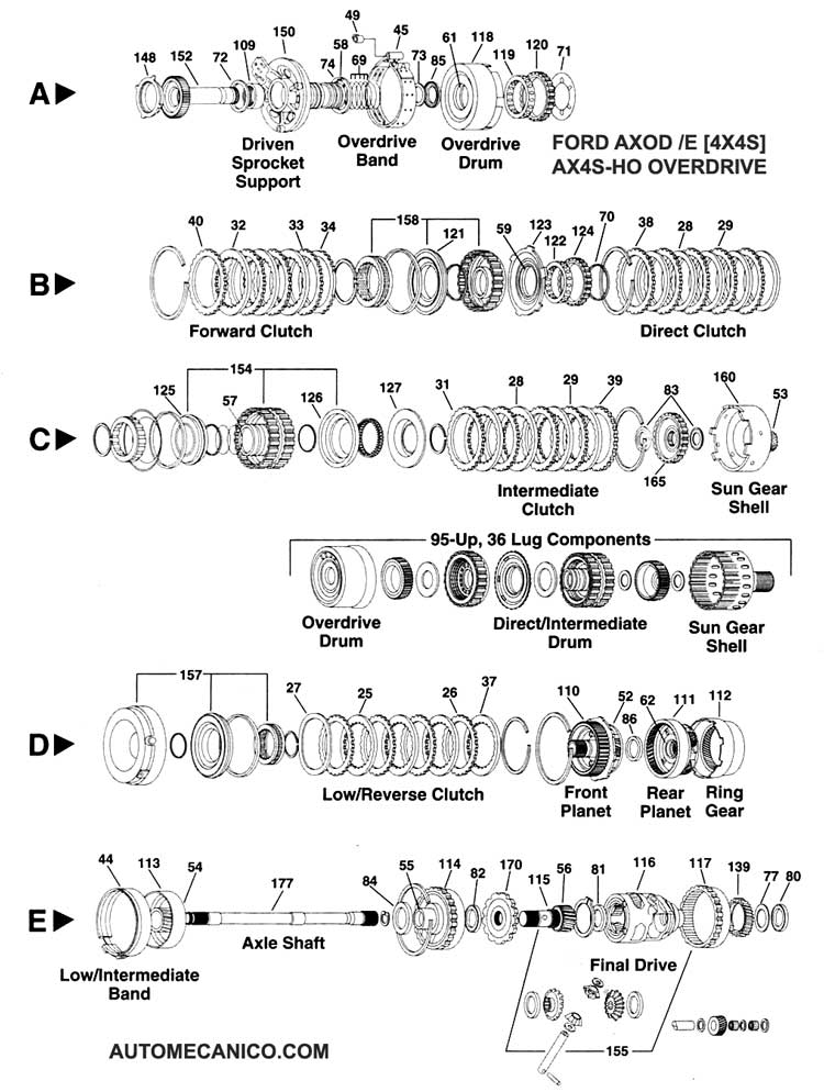 FORD - Despiece de transmision AXOD