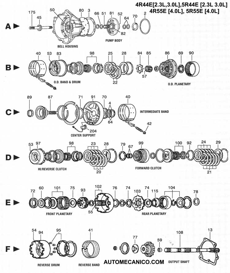 Ford - Despiece de transmision 5R55E