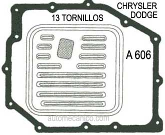 Dodge / Chrysler - Transmision A-606 - junta de filtro del carter