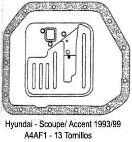 Mitsubishi / Accent 1993/99 / Transmision automatica, junta, filtro de aceite - 13 tornillos