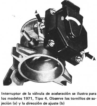 Volkswagen 1970/79 Interruptor de la valvula de aceleracion