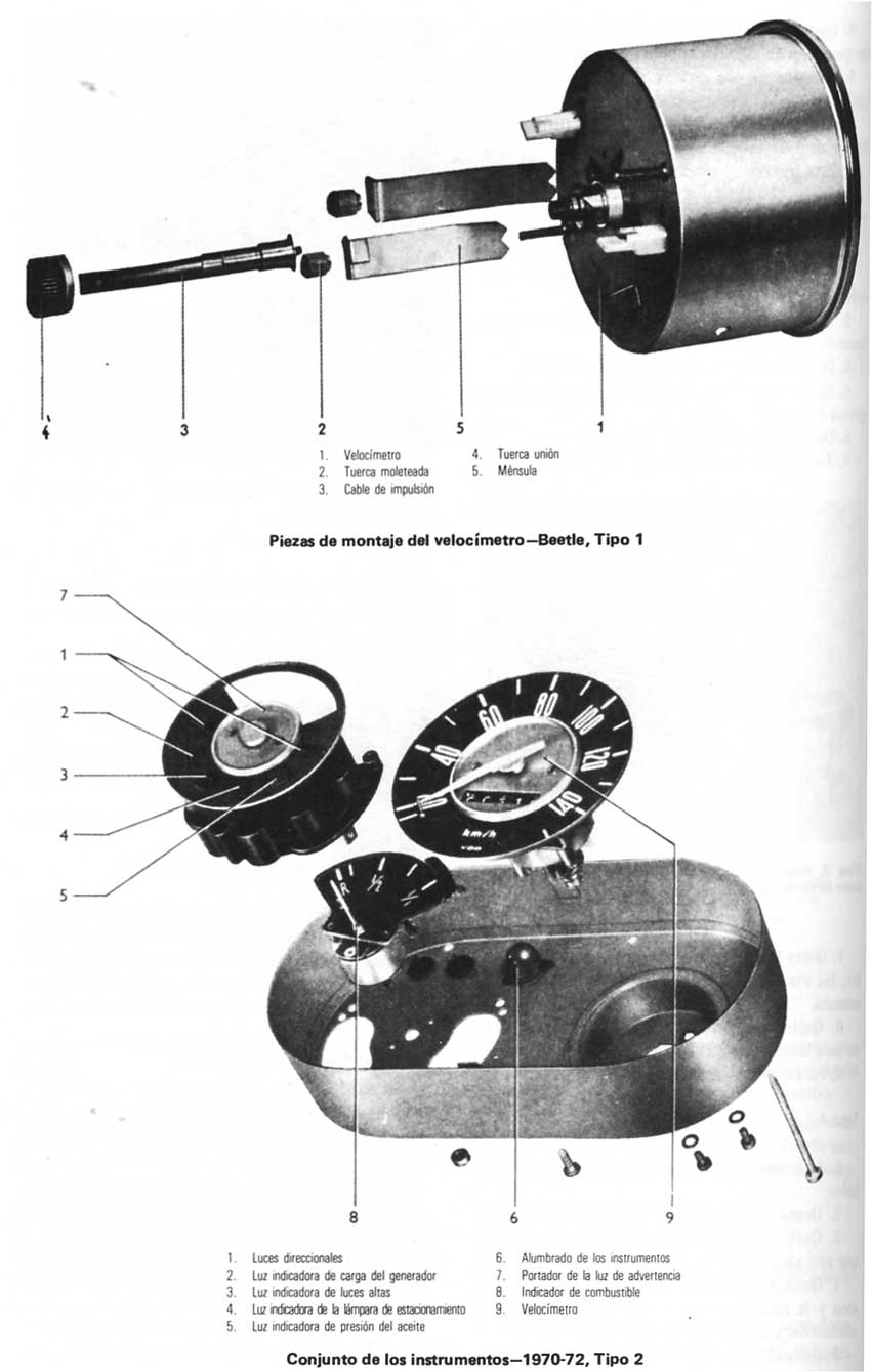 Volkswagen 1970/79 Despiece conjunto de los instrumentos