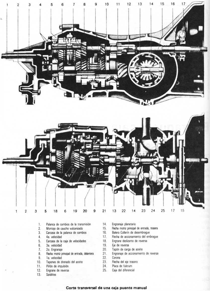 Volkswagen 1970/79 Corte transversal de caja manual