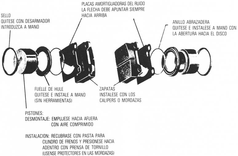 Volkswagen 1970/79 Caliper y pastillas de freno