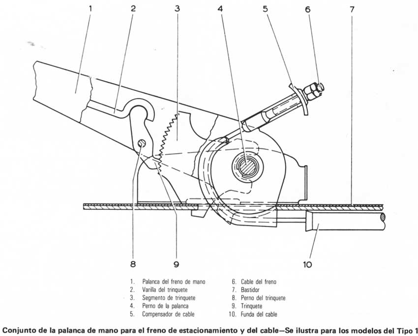 Volkswagen 1970/79 palanca del freno de mano