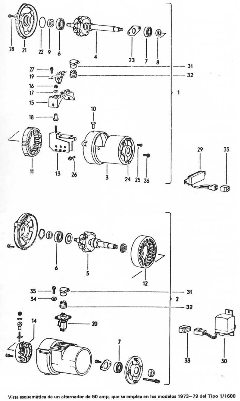Volkswagen 1970/79 Despiece- alternador 50 amperios